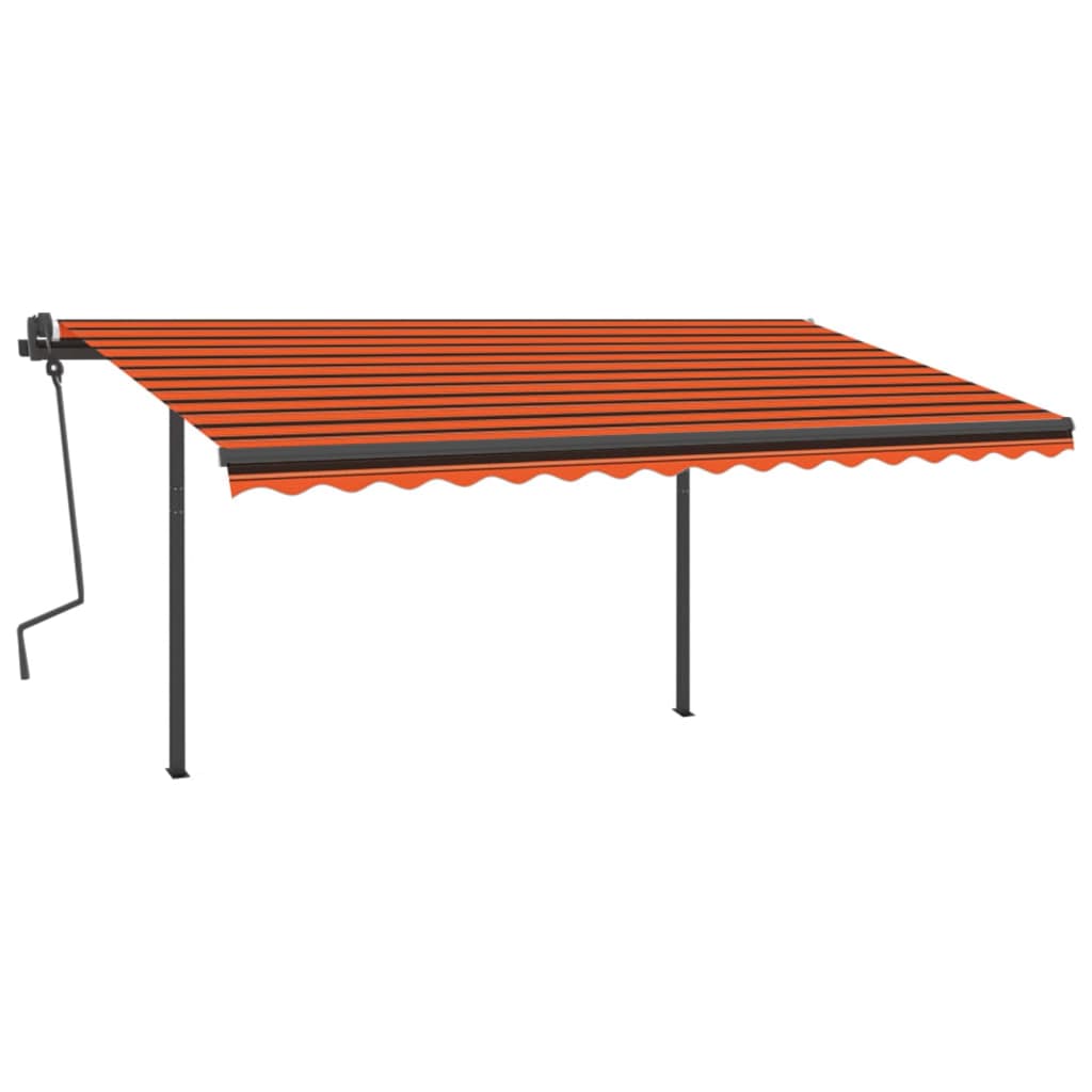 vidaXL Tenda da Sole Manuale con LED 4x3,5 m Arancione e Marrone