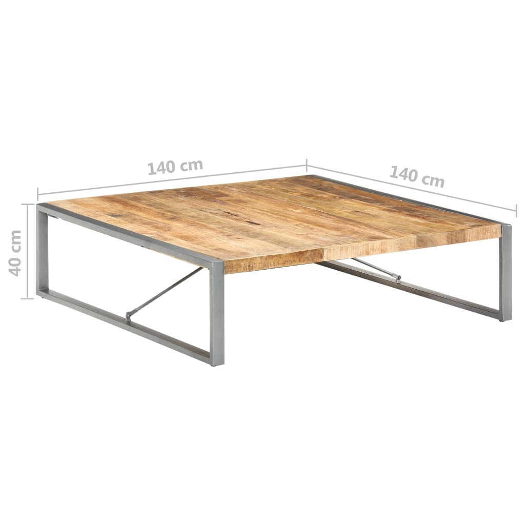vidaXL Tavolino da Salotto 140x140x40 cm in Legno di Mango Grezzo