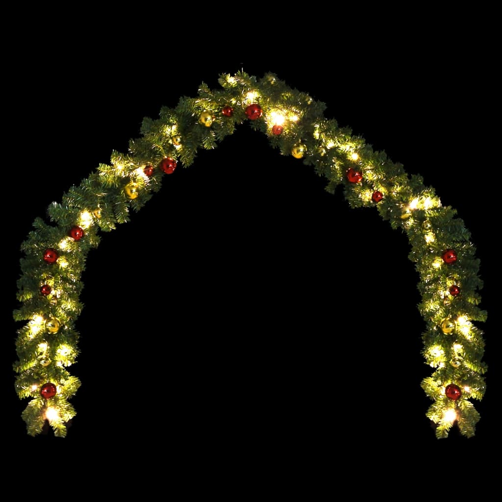 vidaXL Ghirlanda di Natale Decorata con Palline e Luci a LED 10 m