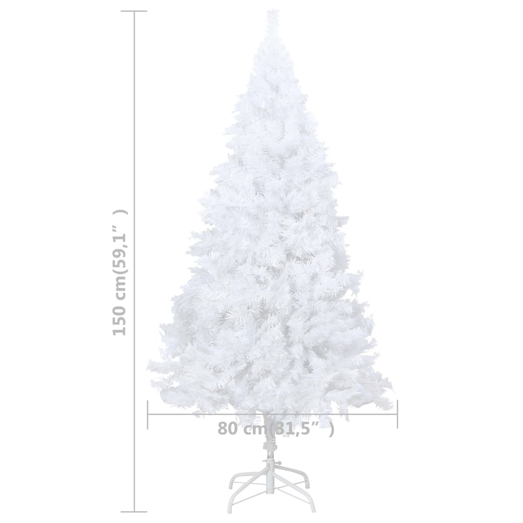 vidaXL Albero di Natale Preilluminato con Palline Bianco 150 cm PVC