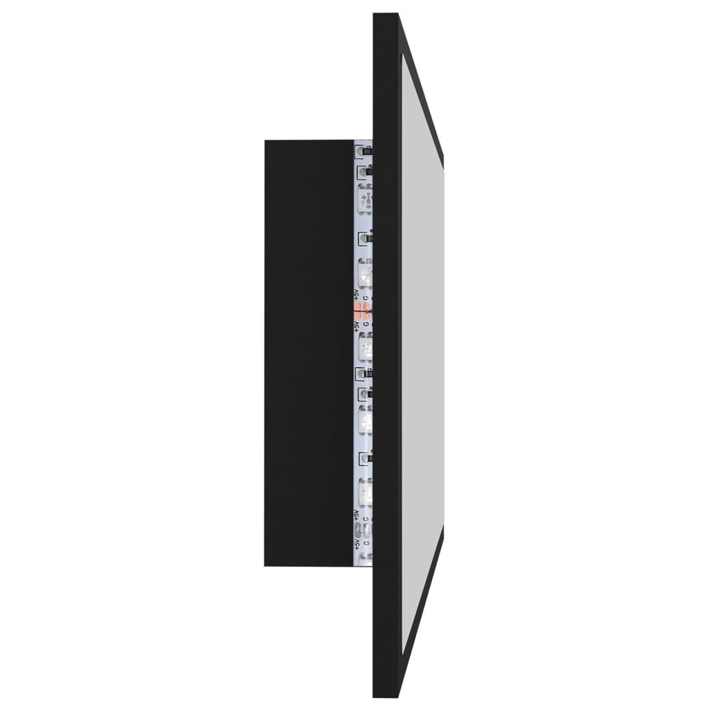 vidaXL Specchio da Bagno a LED Nero 80x8,5x37 cm in Acrilico