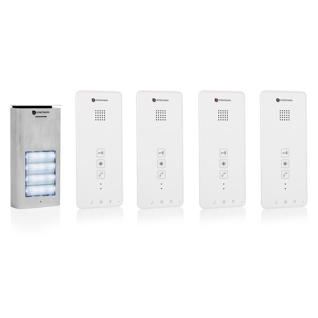Smartwares Sistema Audio Citofono 4 Appartamenti 20,5x8,6x2,1cm Bianco