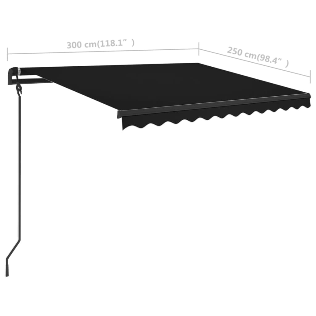 vidaXL Tenda da Sole Retrattile Manuale con Pali 3x2,5 m Antracite