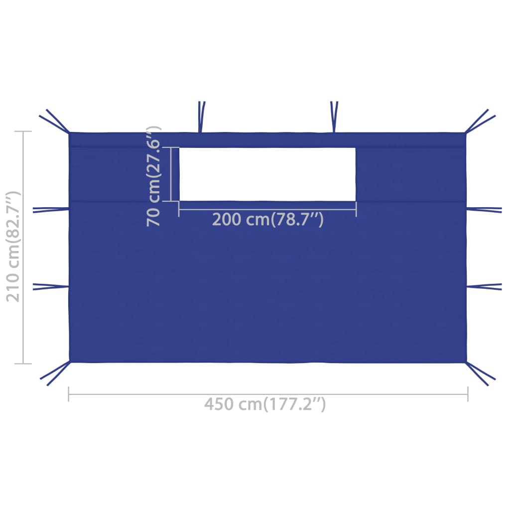 vidaXL Pareti con Finestre per Gazebo 2 pz 4,5x2,1 m Blu 70 g/m²