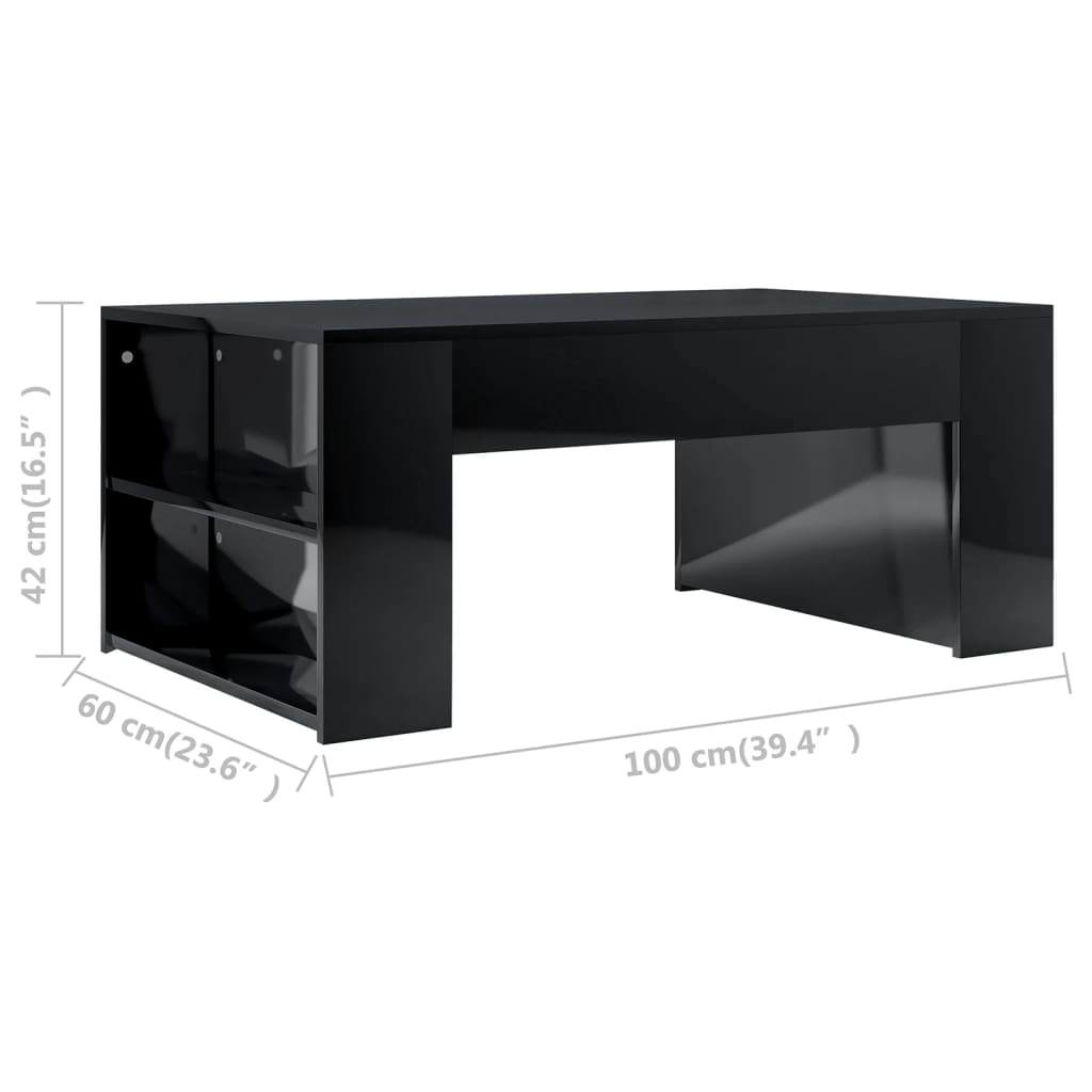 vidaXL Tavolino da Salotto Nero Lucido 100x60x42cm Legno Multistrato