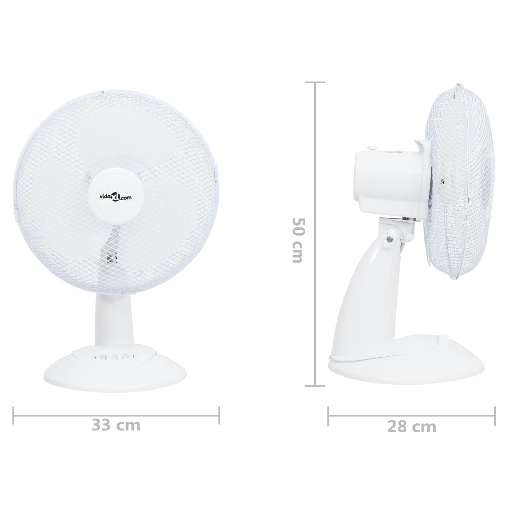 vidaXL Ventilatore da Tavolo a 3 Velocità 30 cm 40 W Bianco