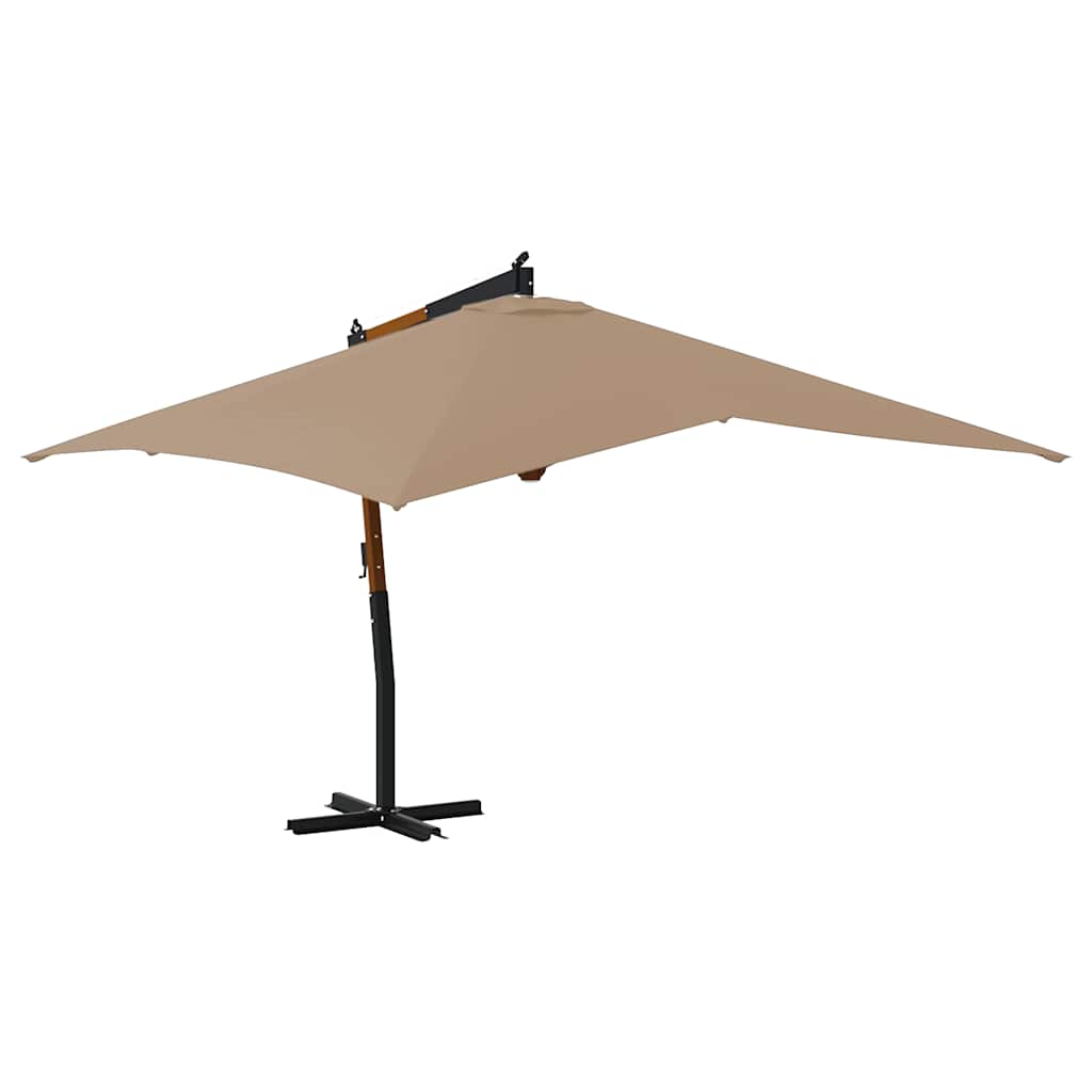 VidaXL Ombrellone A Sbalzo Con Doppio Telo 400x300 Cm – Tortora, Base A Croce, Rotazione 360°
