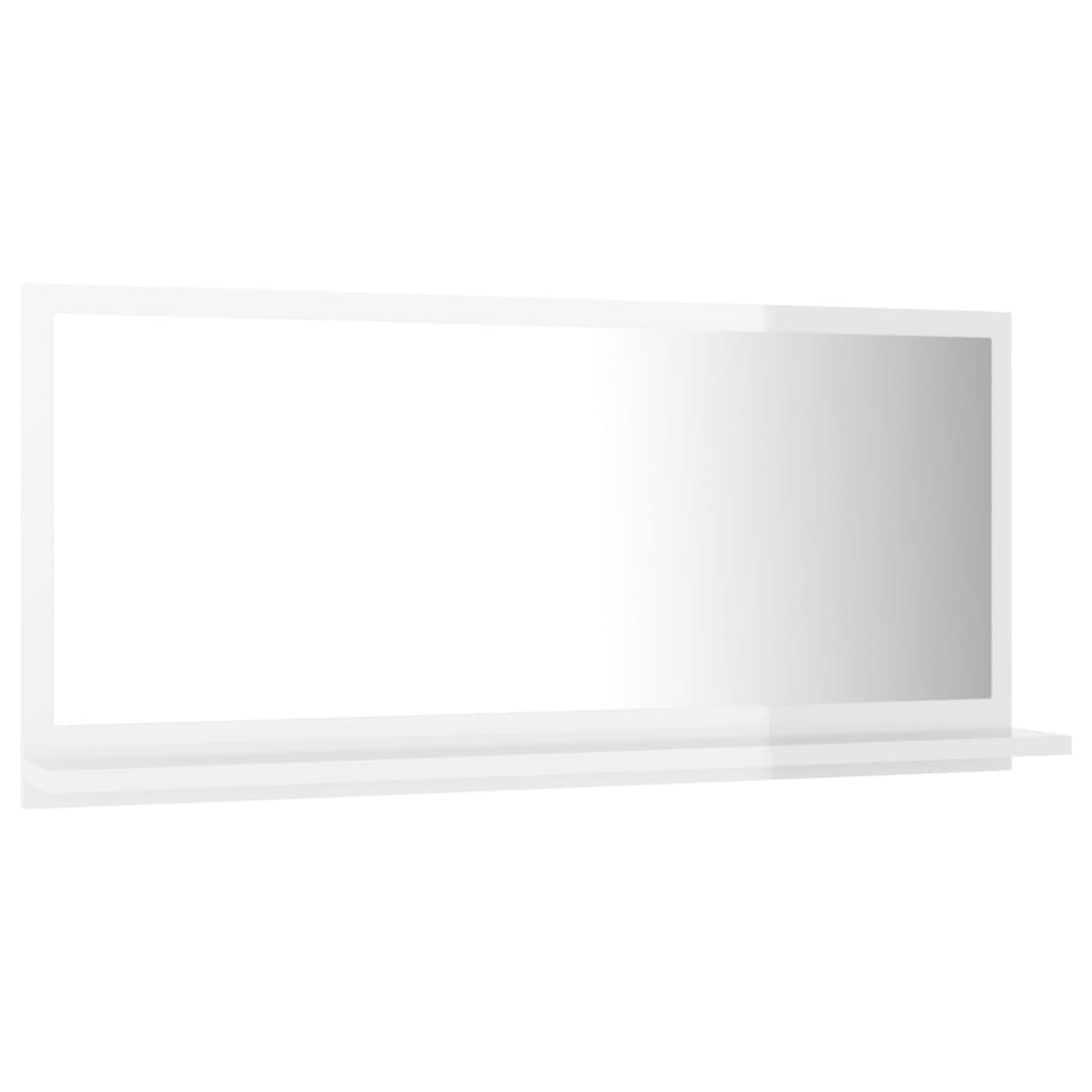 vidaXL Specchio da Bagno Bianco Lucido 80x10,5x37 cm Legno Multistrato