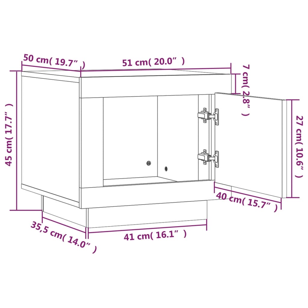 vidaXL Tavolino da Salotto Grigio Cemento 51x50x45cm Legno Multistrato