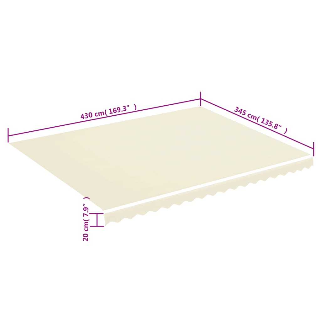vidaXL Tessuto di Ricambio per Tenda da Sole Crema 4,5x3,5 m