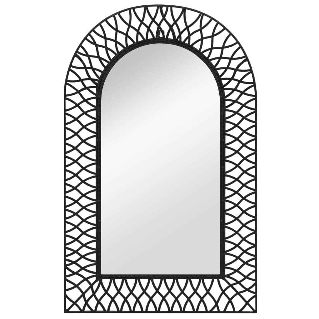 vidaXL Specchio da Parete per Giardino ad Arco 50x80 cm Nero