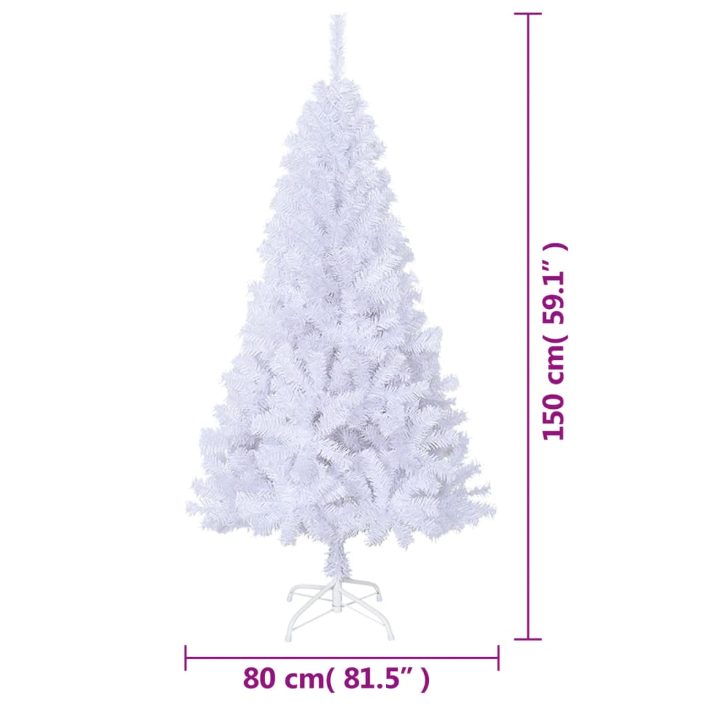 vidaXL Albero di Natale Artificiale con Rami Spessi Bianco 150 cm PVC