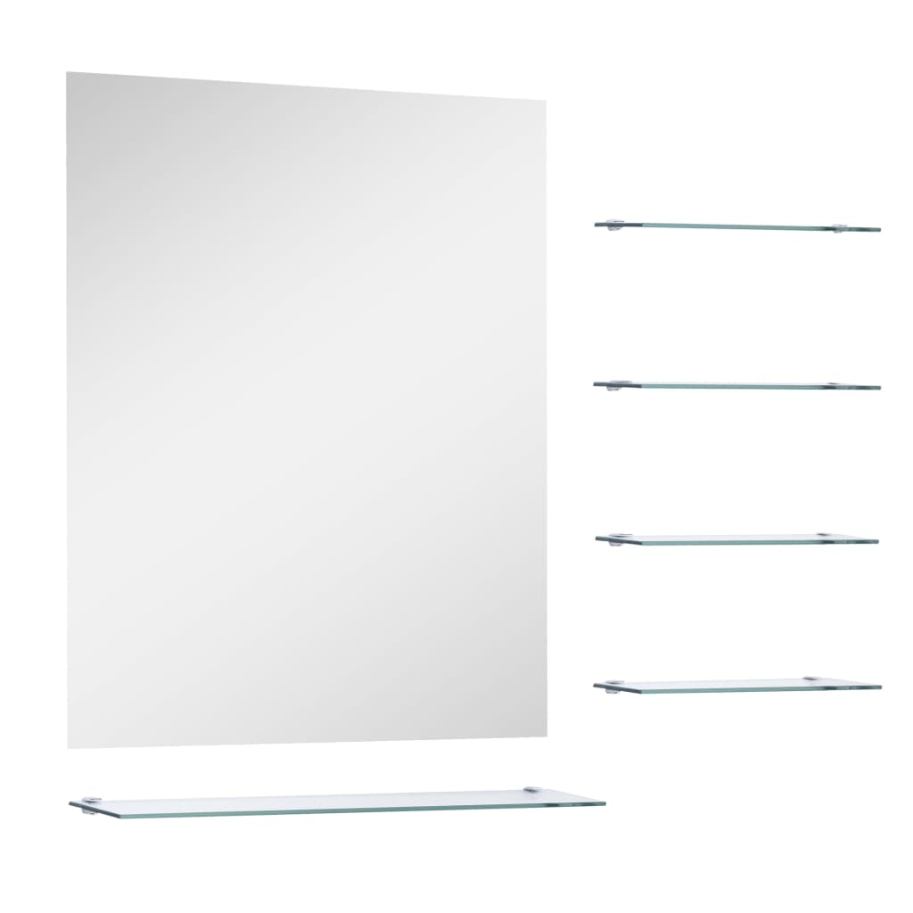 vidaXL Specchio da Parete con 5 Mensole Argento 50x60 cm