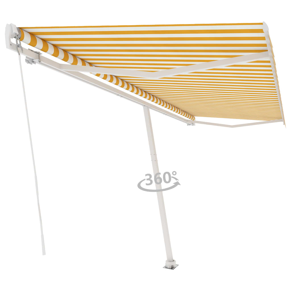 vidaXL Tenda da Sole Autoportante Manuale 500x350 cm Gialla Bianca