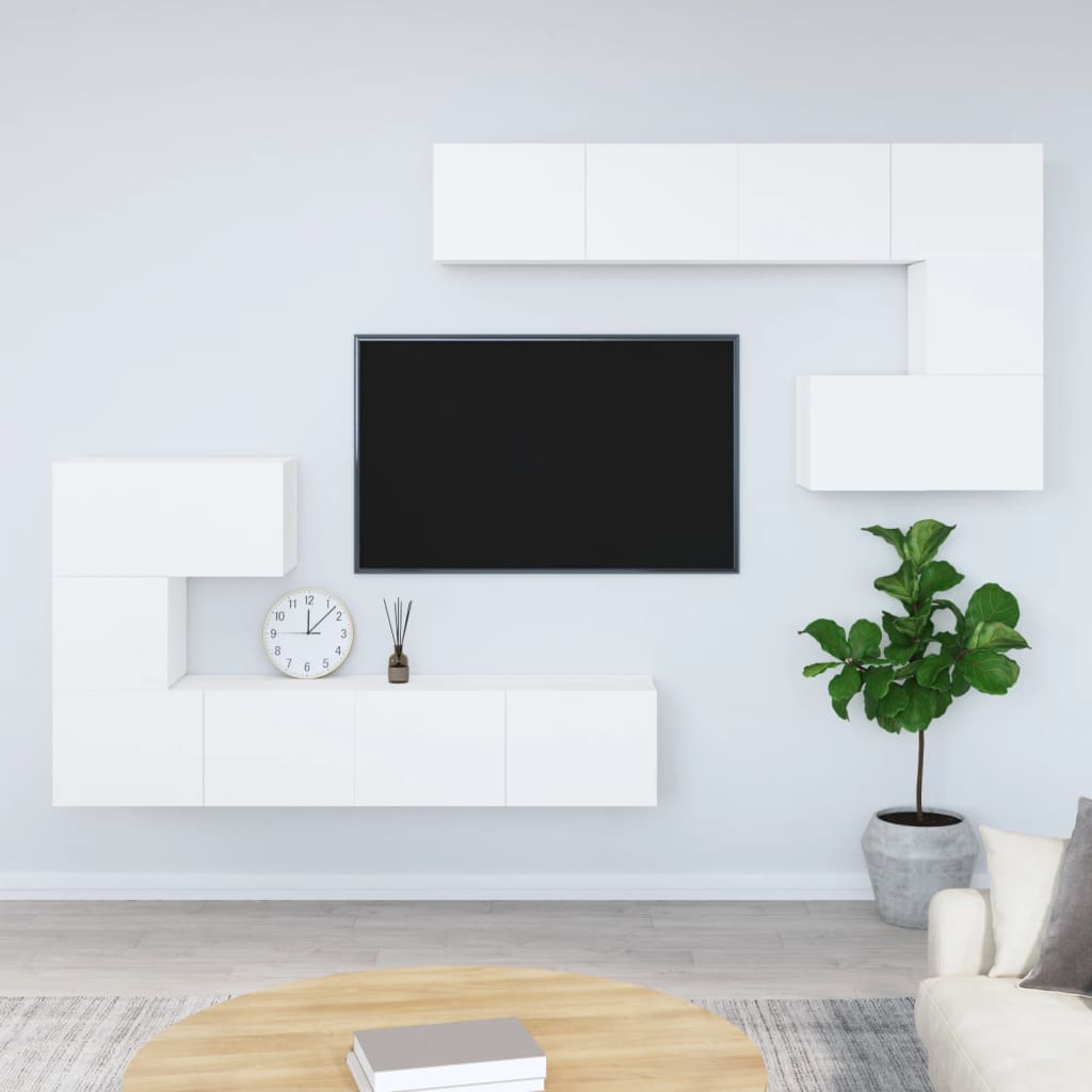 vidaXL Mobile Porta TV a Parete Bianco in Legno Multistrato