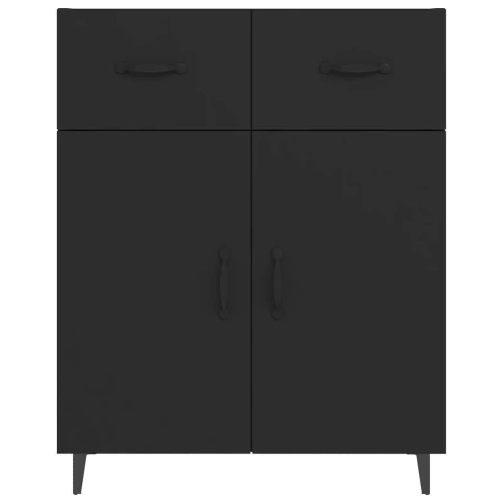 VidaXL Sideboard In Legno Rovere Nero, 69,5x34x90 Cm, 2 Ante, Maniglie Dorate, Mobile Buffet Per Soggiorno E Sala Da Pranzo - 2