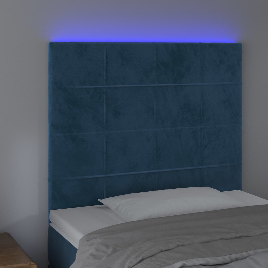 vidaXL Testiera a LED Blu scuro 80x5x118/128 cm in Velluto