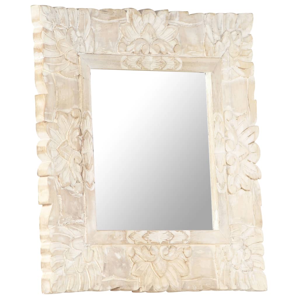 vidaXL Specchio Bianco 50x50 cm in Legno Massello di Mango