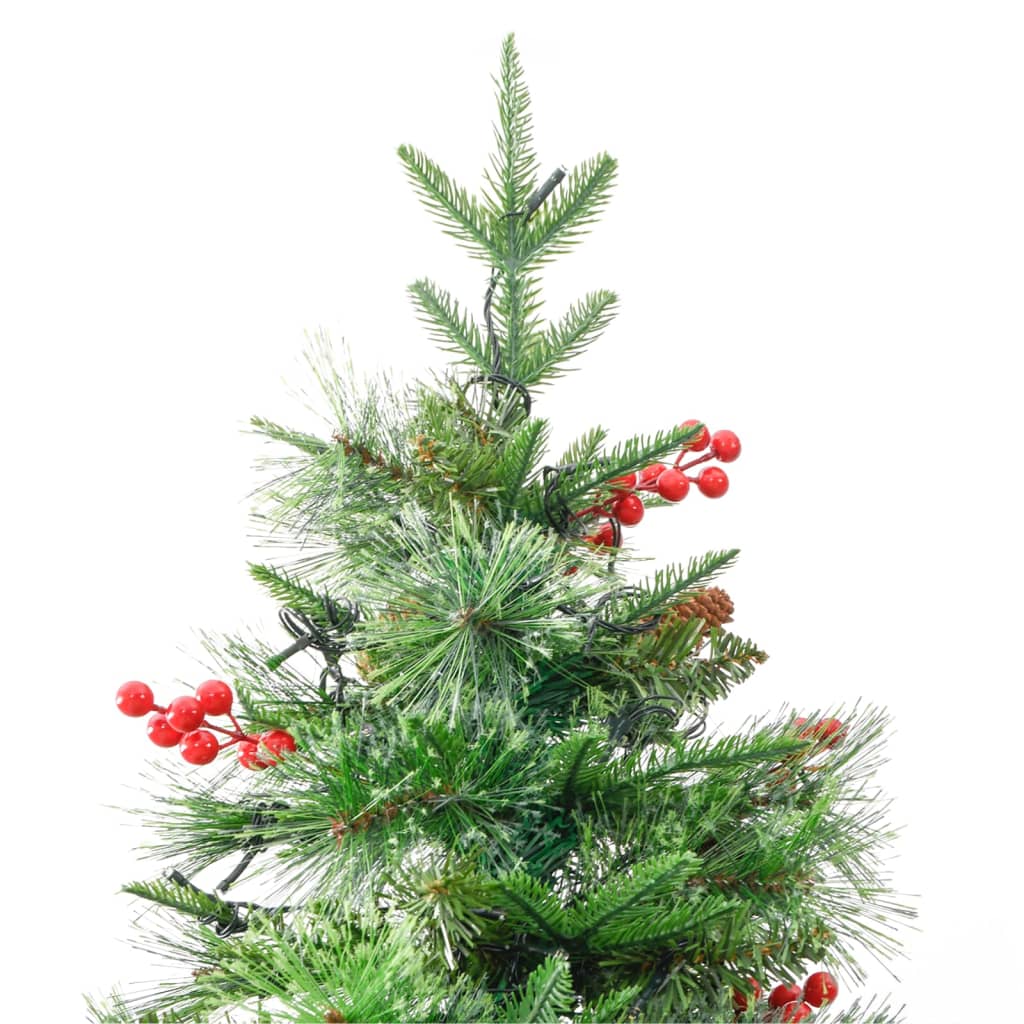 vidaXL Albero di Natale Preilluminato con Pigne Verde 225 cm PVC e PE
