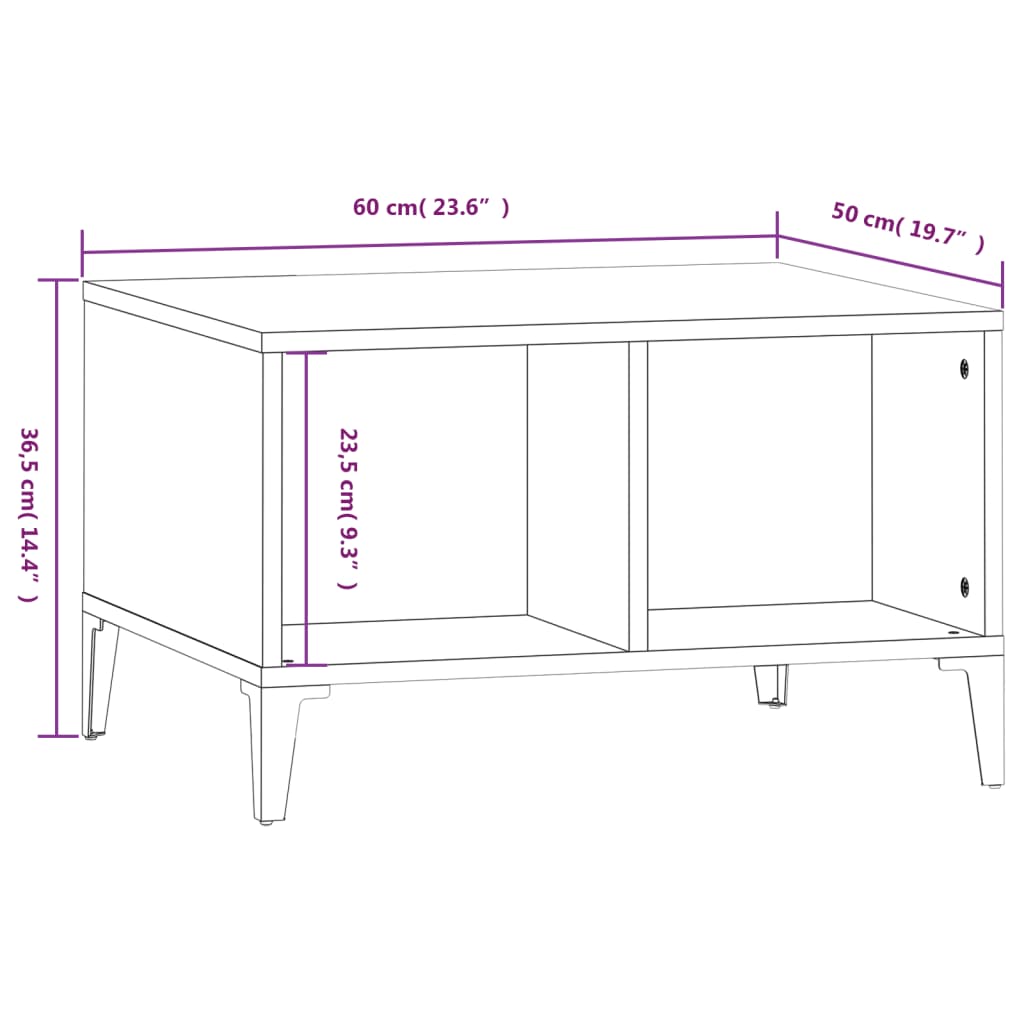 vidaXL Tavolino da Salotto Rovere Fumo 60x50x36,5 cm Legno Multistrato