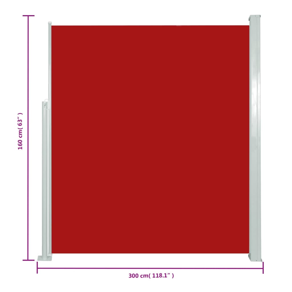 vidaXL Tenda Laterale Retrattile per Patio 160x300 cm Rossa