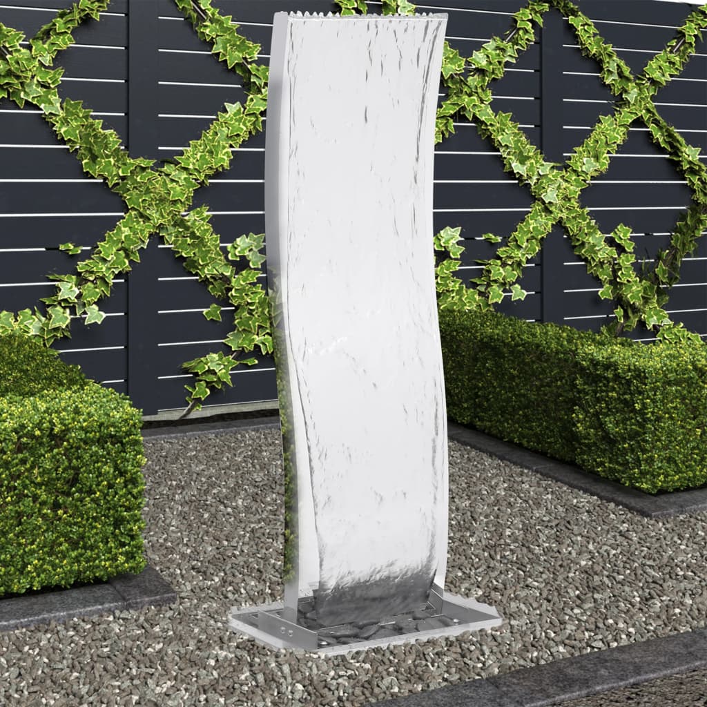 vidaXL Fontana da Giardino con Pompa in Acciaio Inox 130 cm Curvo