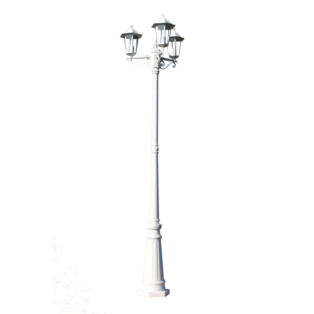 vidaXL Lampione da Giardino a 3 Bracci 215 cm in Alluminio Bianco