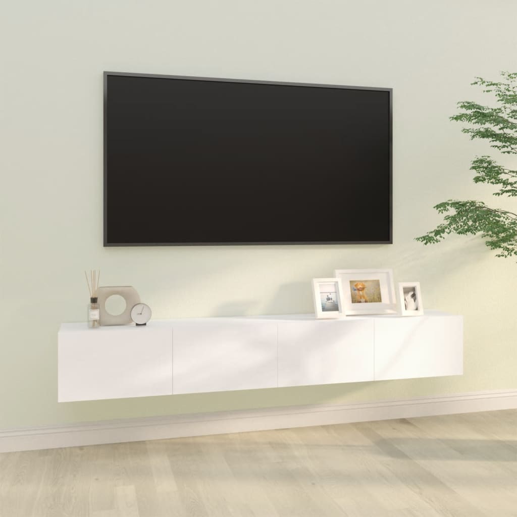 vidaXL Mobili TV da Parete 2 pz Bianchi 100x30x30 cm Legno Multistrato