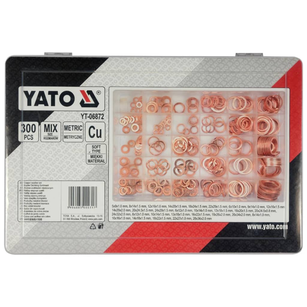 YATO Set di 300 Pezzi Guarnizioni in Rame YT-06872