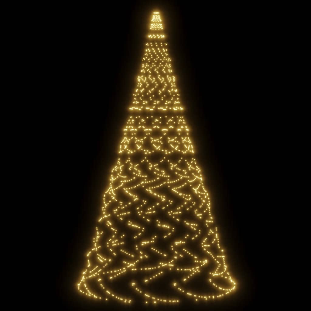 vidaXL Albero di Natale Pennone Bianco Caldo 1400 LED 500 cm