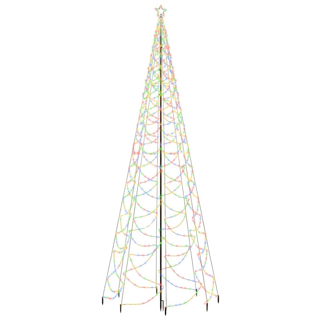 vidaXL Albero di Natale con Palo in Metallo 1400 LED Multicolore 5 m