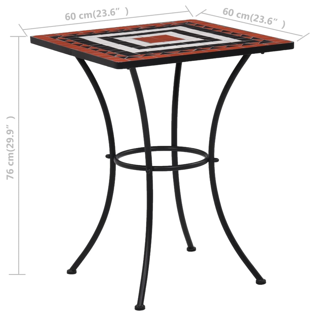 vidaXL Tavolino Bistrot con Mosaico Terracotta e Bianco 60 cm Ceramica