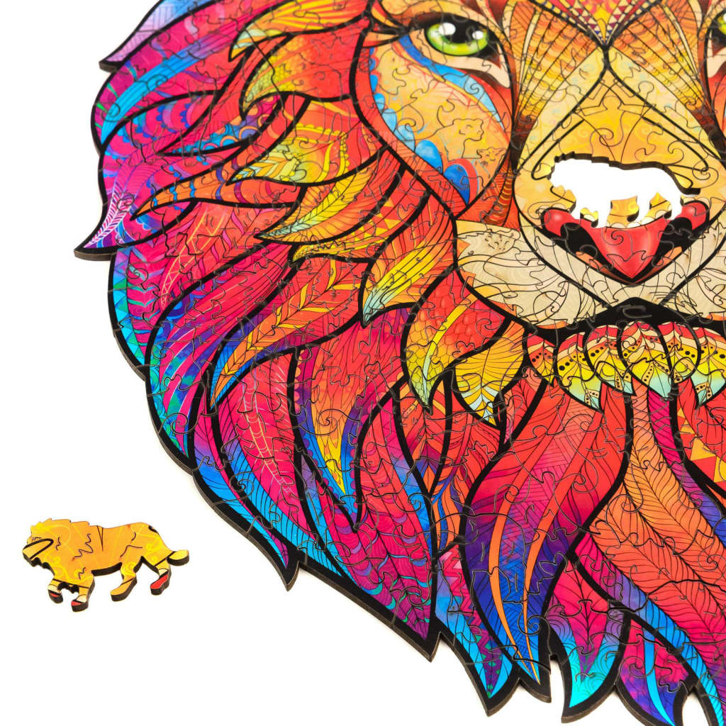 UNIDRAGON Puzzle in Legno 327 pz Mysterious Lion King Size 31x40 cm