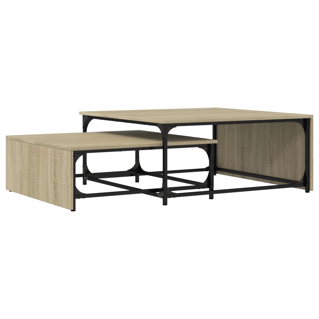 vidaXL Tavolini Impilabili 2pz Rovere Sonoma in Multistrato e Metallo