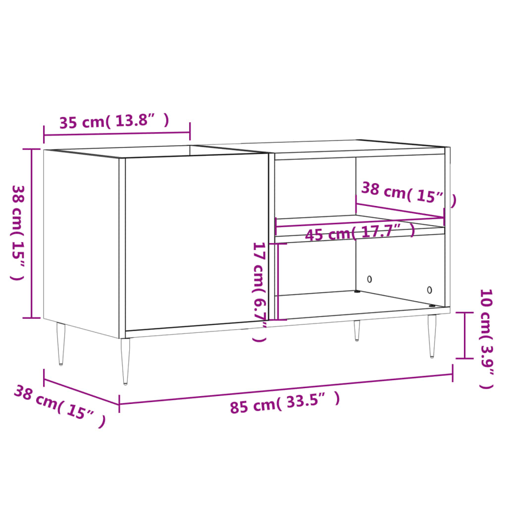 vidaXL Mobile Porta Dischi Bianco 85x38x48 cm in Legno Multistrato