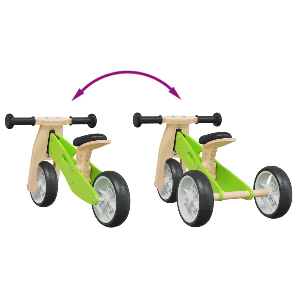 vidaXL Bicicletta Senza Pedali per Bambini 2 in 1 Verde