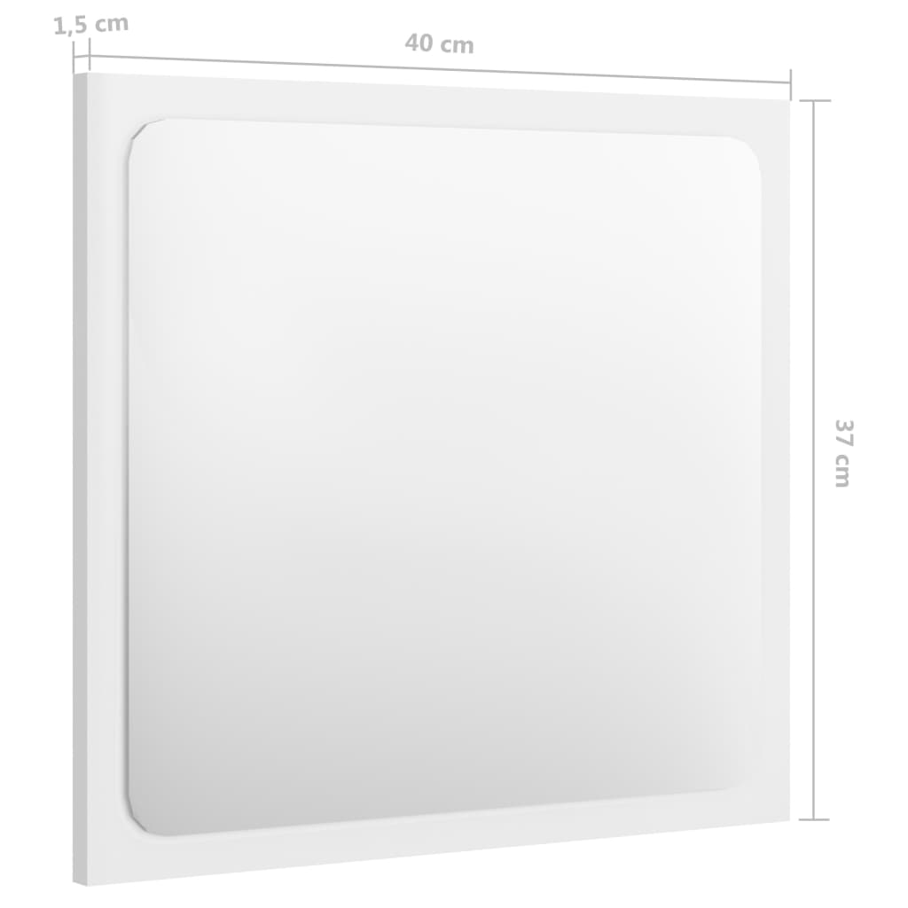vidaXL Specchio da Bagno Bianco Lucido 40x1,5x37 cm Legno Multistrato