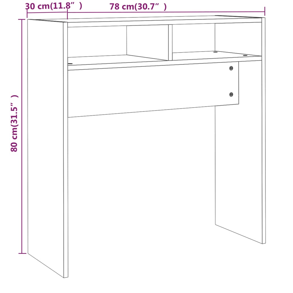 vidaXL Tavolino Consolle Grigio Sonoma 78x30x80 cm Legno Multistrato