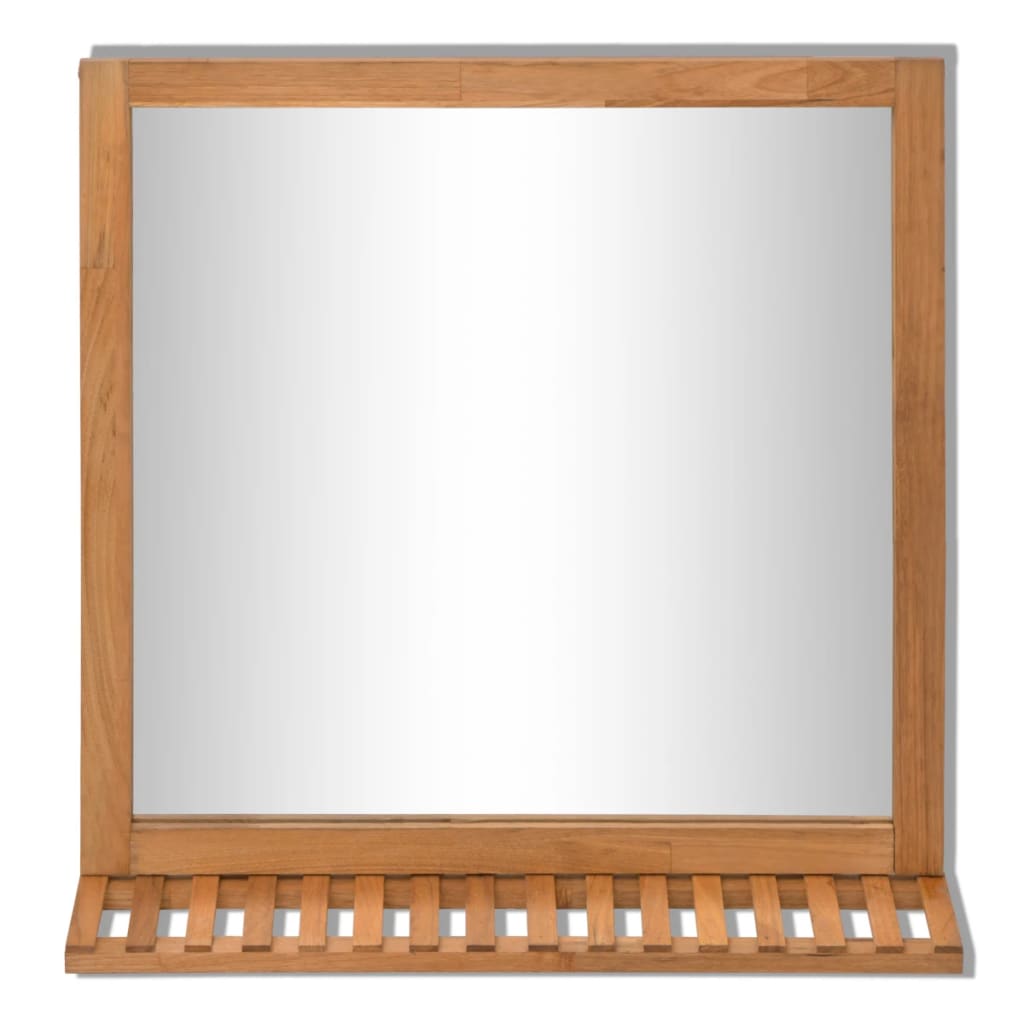 vidaXL Specchio da Bagno in Legno Massello di Noce 60x63 cm
