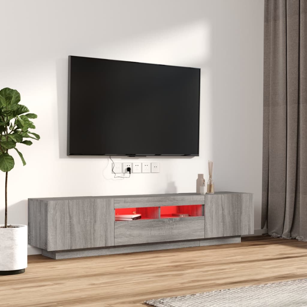vidaXL Set Mobili TV 2 pz con Luci LED Grigio Sonoma Legno Multistrato