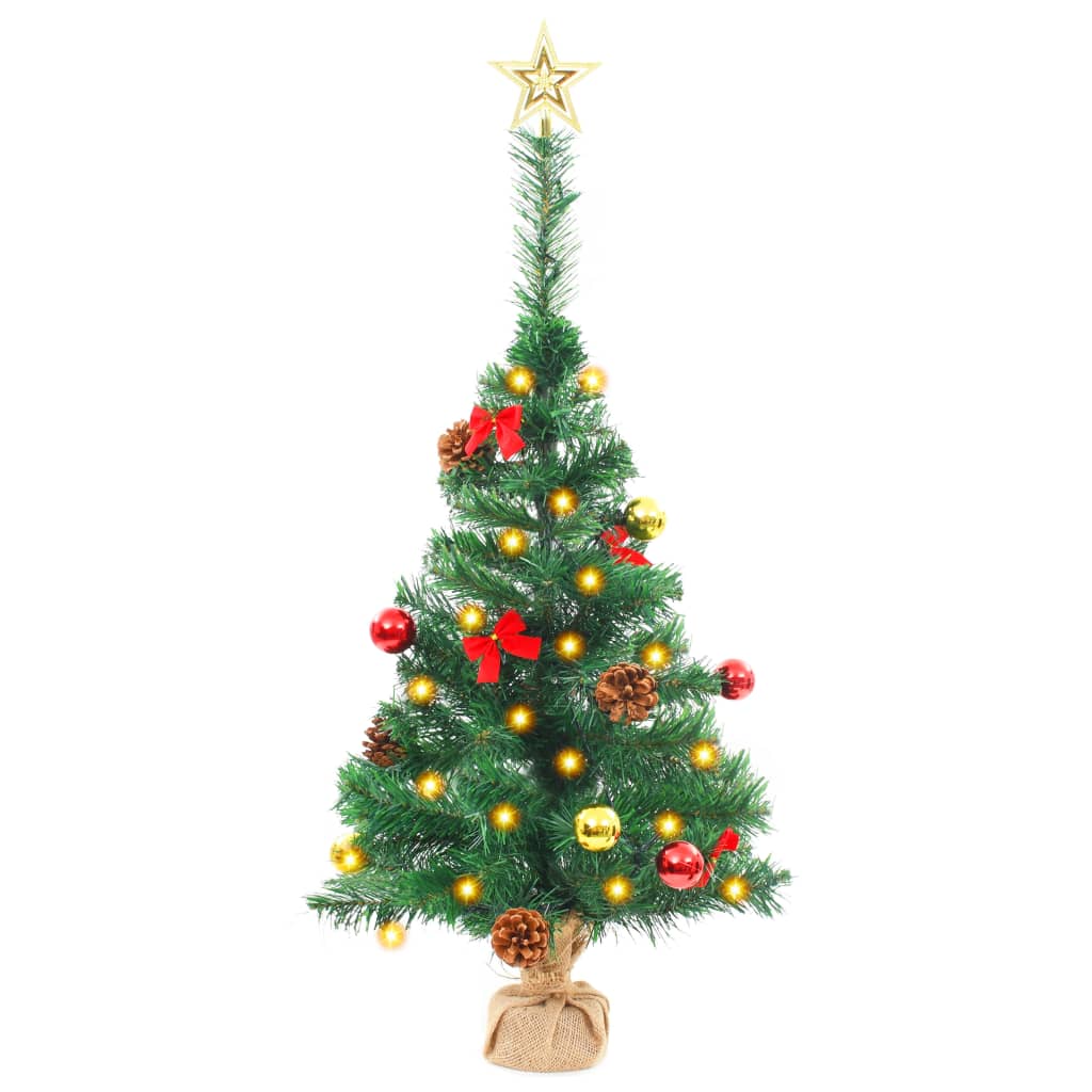 vidaXL Albero di Natale Preilluminato con Palline Verde 64 cm