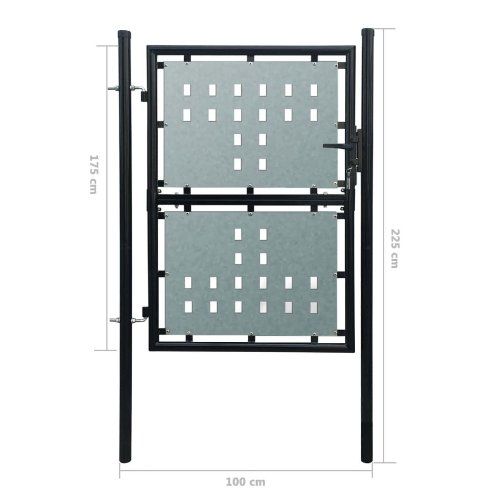 vidaXL Cancello per Recinzione Singolo Nero 100 x 225 cm