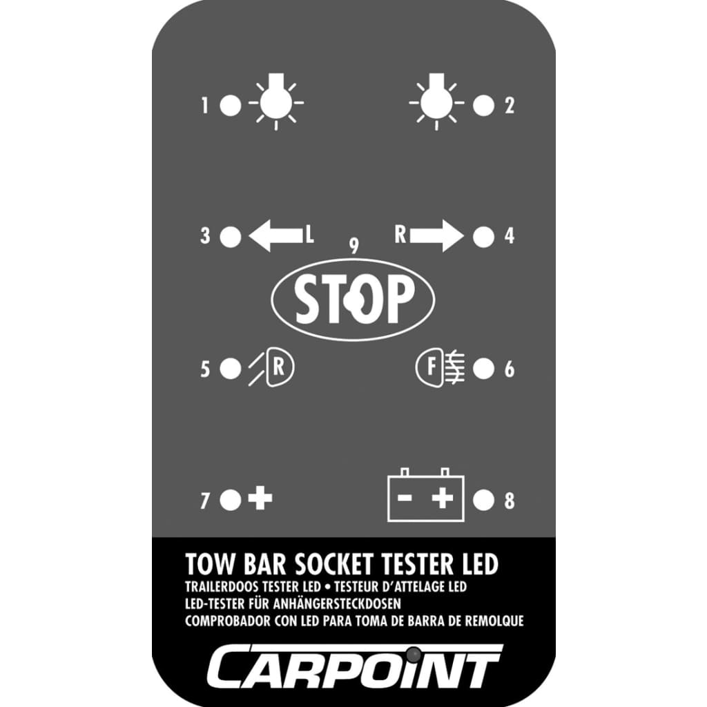 Carpoint Tester Presa per Gancio di Traino LED 12 V Nero