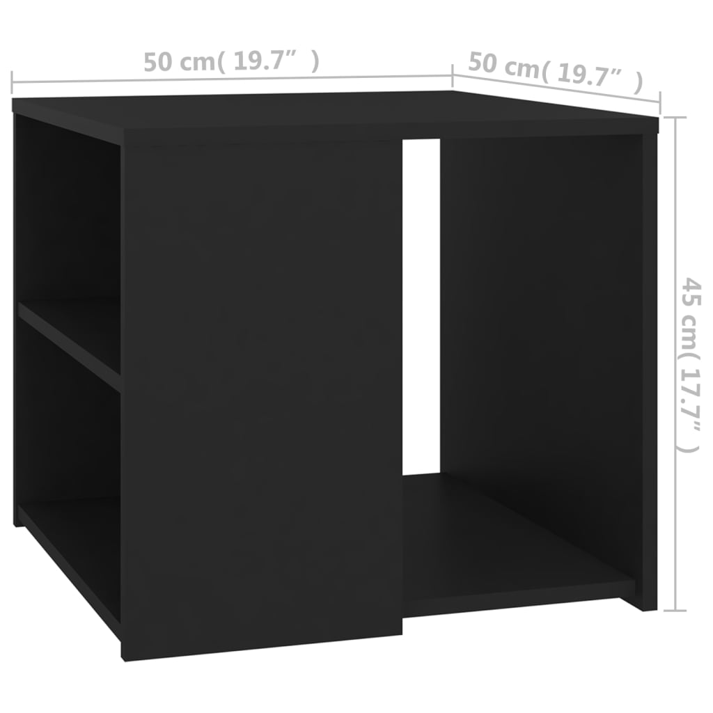 vidaXL Tavolino Nero 50x50x45 cm in Legno Multistrato