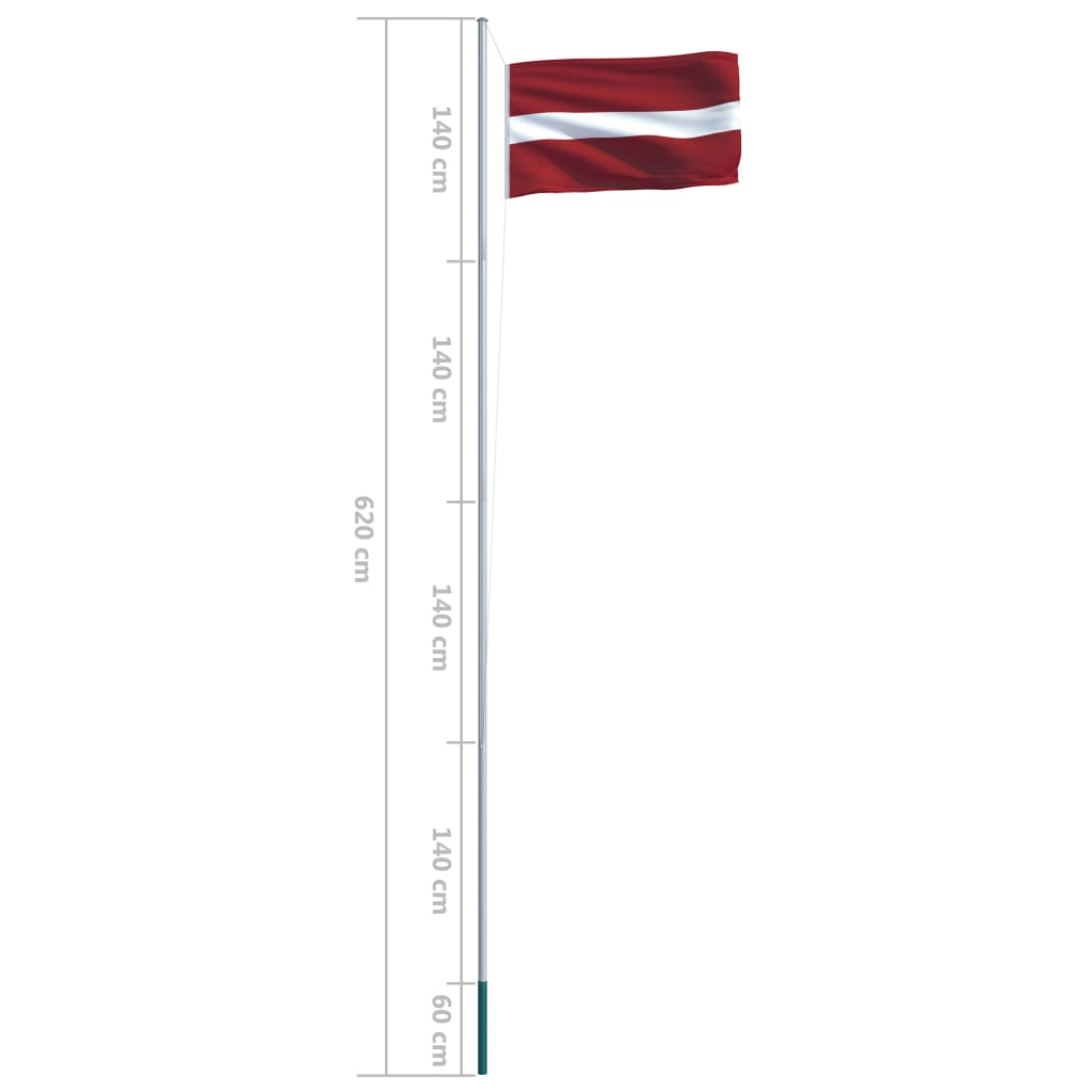 vidaXL Bandiera della Lettonia con Pennone in Alluminio 6,2 m