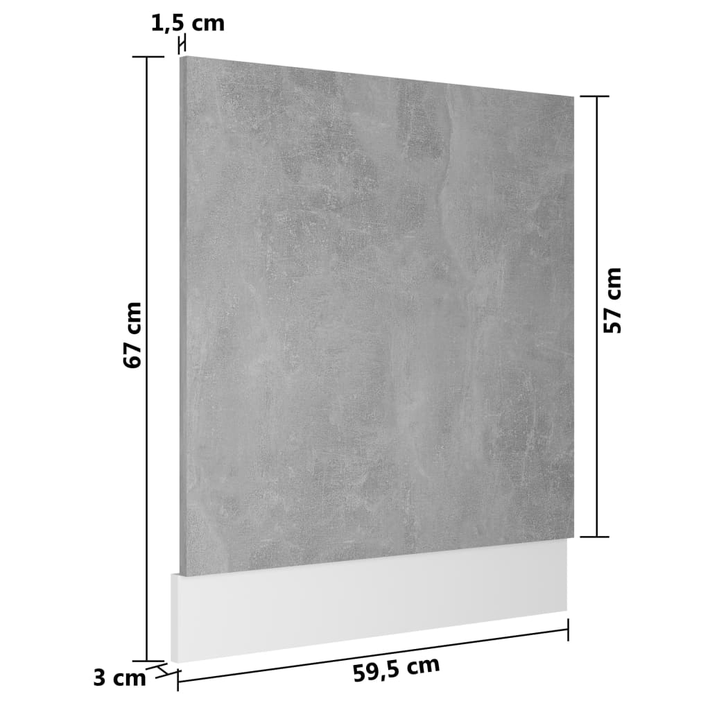 vidaXL Pannello Lavastoviglie Grigio Cemento 59,5x3x67 cm Multistrato