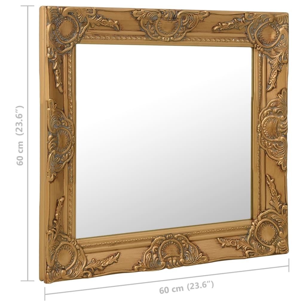 vidaXL Specchio da Parete Stile Barocco 60x60 cm Oro