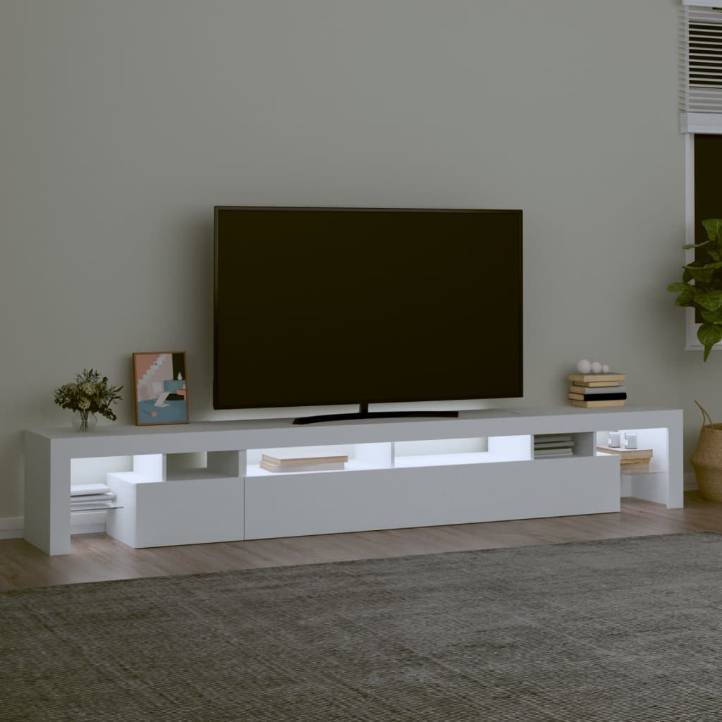 vidaXL Mobile Porta TV con Luci LED Bianco 260x36,5x40 cm