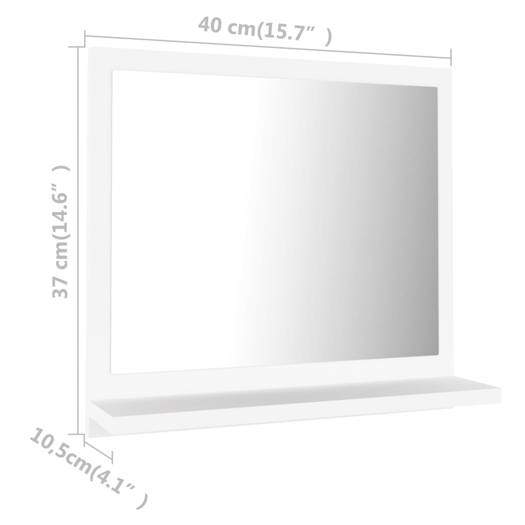 vidaXL Specchio da Bagno Bianco 40x10,5x37 cm in Legno Multistrato