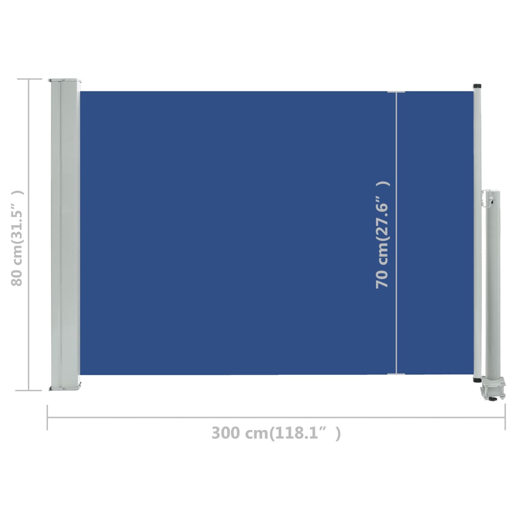 vidaXL Tenda Laterale Retrattile per Patio 80x300 cm Blu